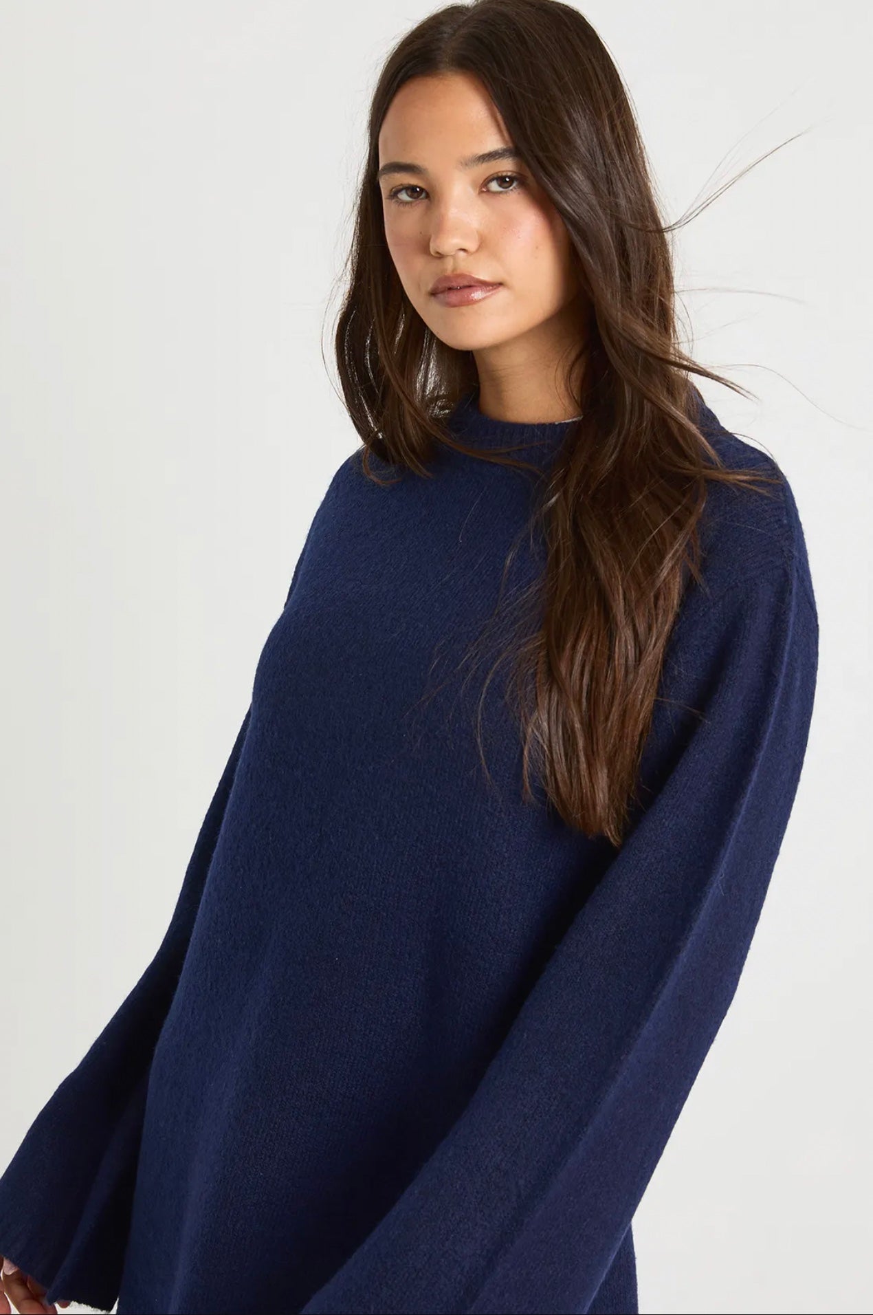 Navy Soft Mini Sweater Dress