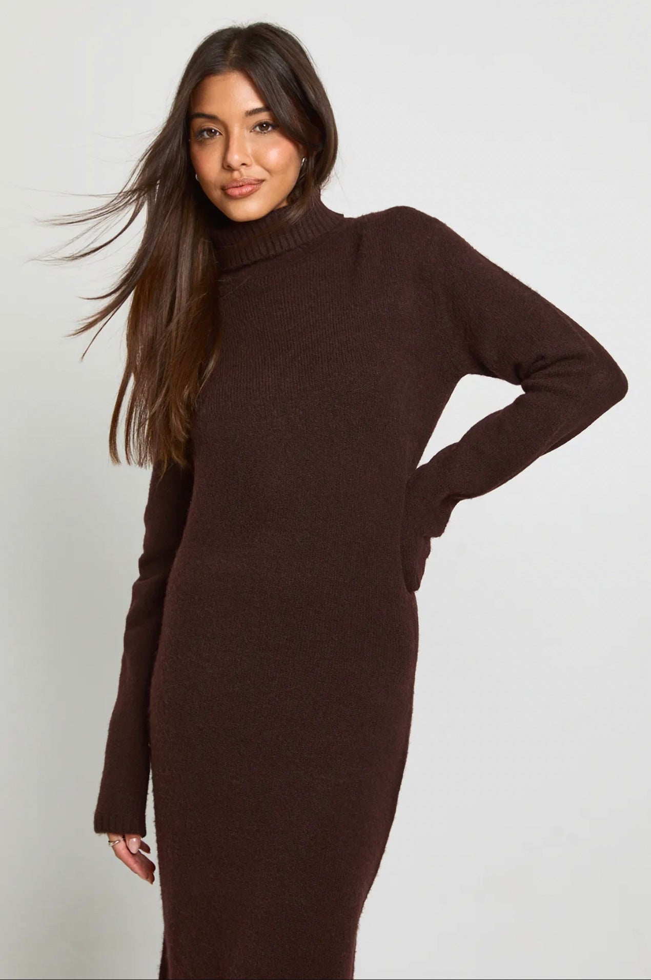 Chocolate Turtleneck Maxi Dress
